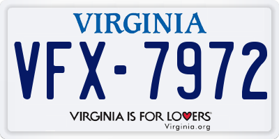 VA license plate VFX7972