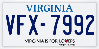 VA license plate VFX7992