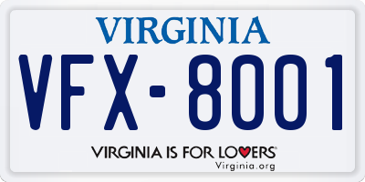 VA license plate VFX8001