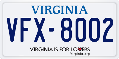 VA license plate VFX8002