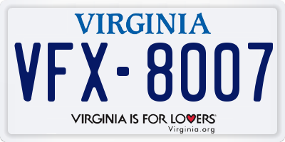 VA license plate VFX8007