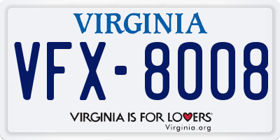 VA license plate VFX8008