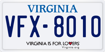 VA license plate VFX8010