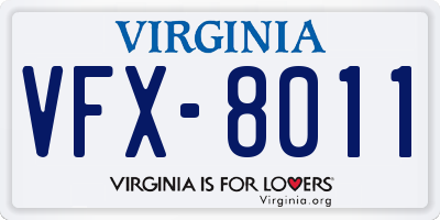 VA license plate VFX8011