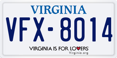 VA license plate VFX8014