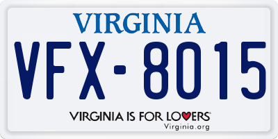 VA license plate VFX8015