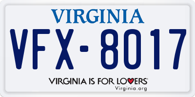 VA license plate VFX8017