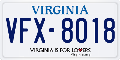 VA license plate VFX8018