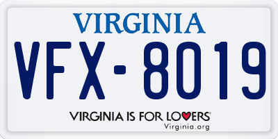 VA license plate VFX8019