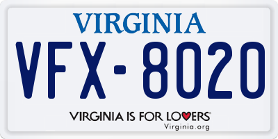 VA license plate VFX8020