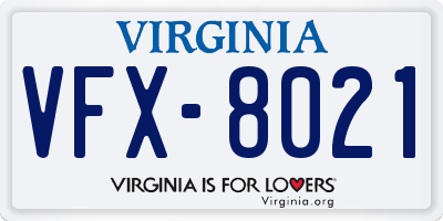 VA license plate VFX8021