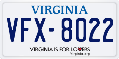 VA license plate VFX8022