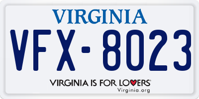 VA license plate VFX8023