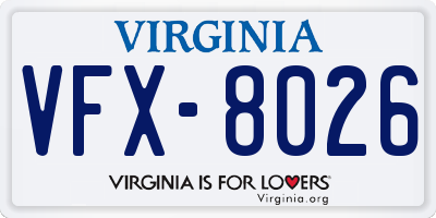 VA license plate VFX8026