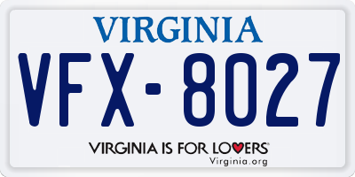 VA license plate VFX8027