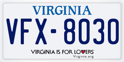 VA license plate VFX8030