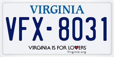 VA license plate VFX8031