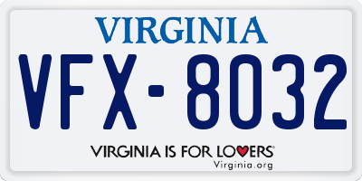 VA license plate VFX8032