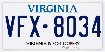 VA license plate VFX8034
