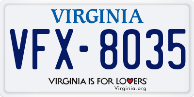 VA license plate VFX8035