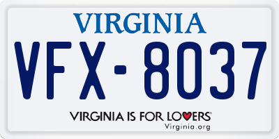 VA license plate VFX8037