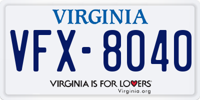 VA license plate VFX8040