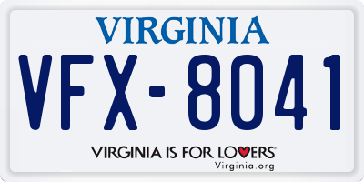 VA license plate VFX8041