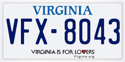 VA license plate VFX8043