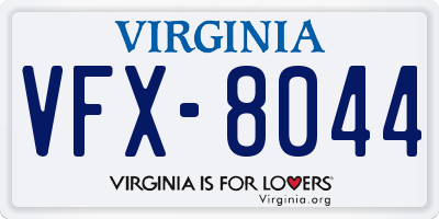 VA license plate VFX8044