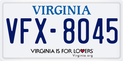 VA license plate VFX8045