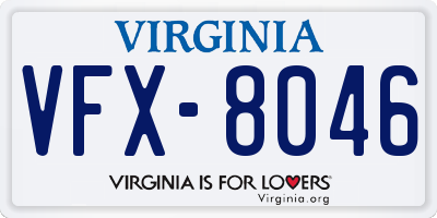 VA license plate VFX8046
