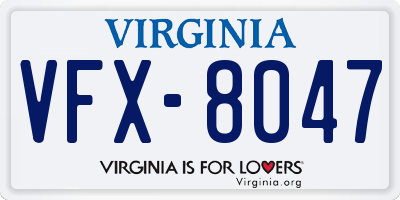 VA license plate VFX8047