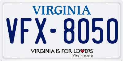 VA license plate VFX8050