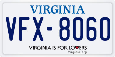 VA license plate VFX8060