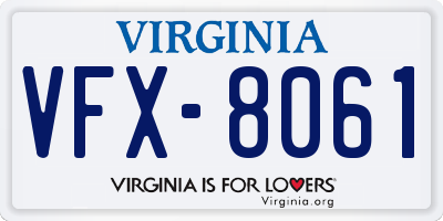 VA license plate VFX8061