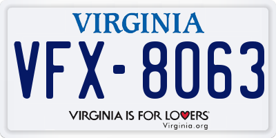 VA license plate VFX8063