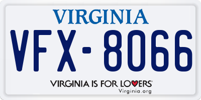 VA license plate VFX8066