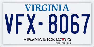 VA license plate VFX8067