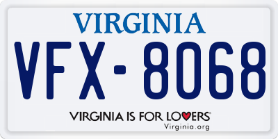 VA license plate VFX8068