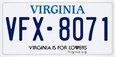 VA license plate VFX8071