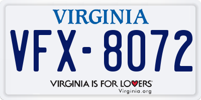 VA license plate VFX8072