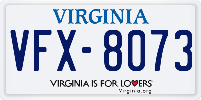 VA license plate VFX8073