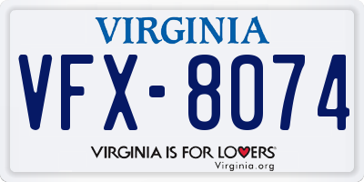 VA license plate VFX8074