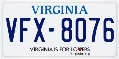 VA license plate VFX8076