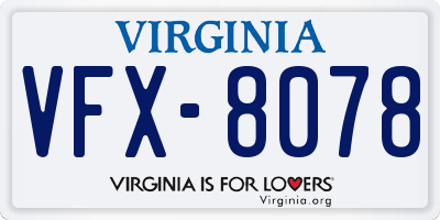 VA license plate VFX8078
