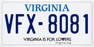VA license plate VFX8081