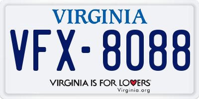 VA license plate VFX8088