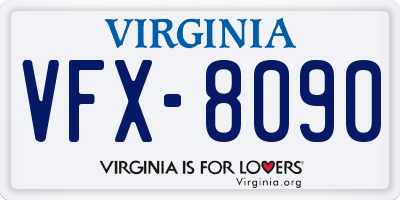 VA license plate VFX8090