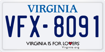 VA license plate VFX8091