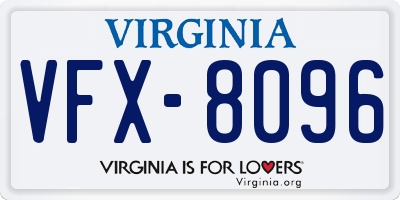 VA license plate VFX8096